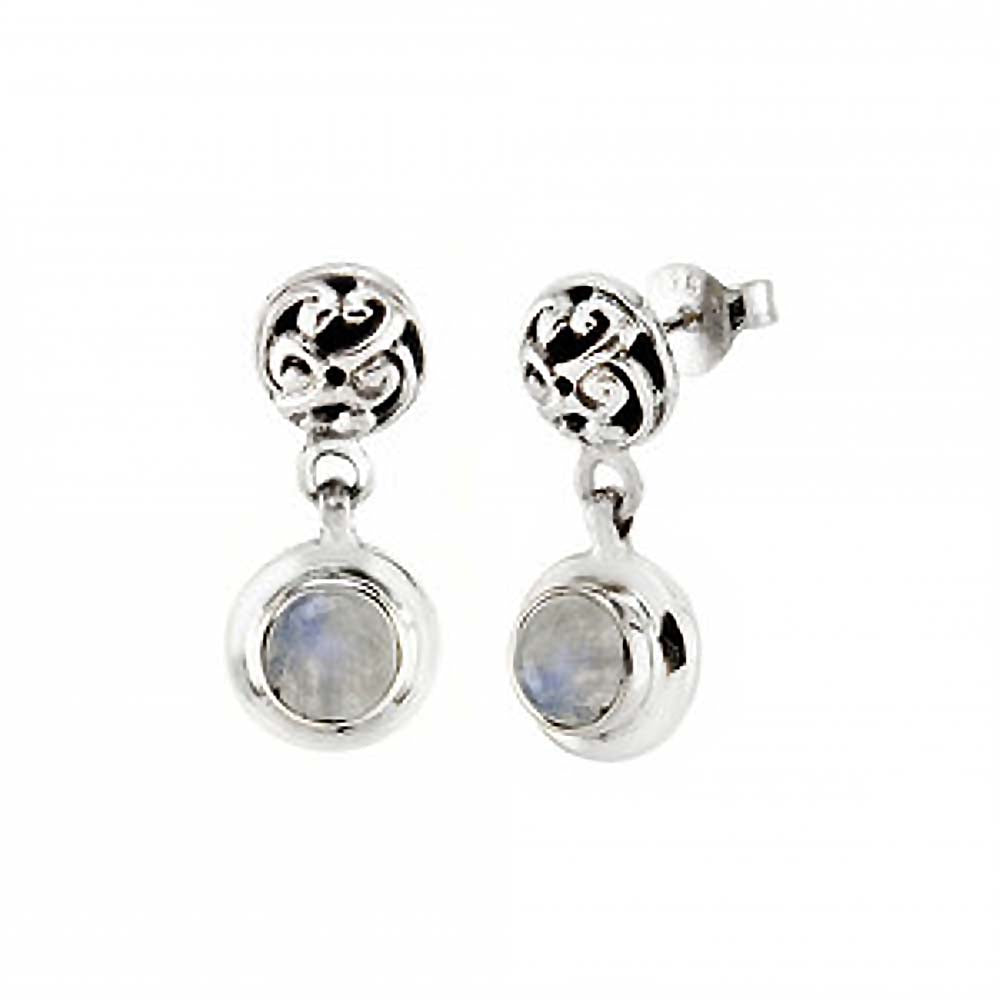 Sterling Silver Moonstone Oxidized EarringsAnd Diameter 8 mm