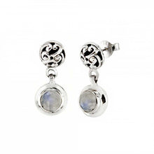 Load image into Gallery viewer, Sterling Silver Moonstone Oxidized EarringsAnd Diameter 8 mm