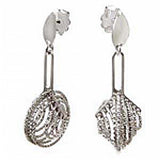 Italian Sterling Silver Rhodium Plated 8 Diamond Cut Round Circle Shape 3D Earrings with Earring Dimension of 19MMx40.64MM