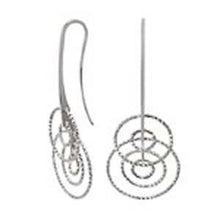 Load image into Gallery viewer, Sterling Silver Rhodium Plated Italian Round 3D Circle Earrings with Earring Dimension of 20MMx50.8MM