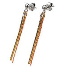 Load image into Gallery viewer, Italian Sterling Silver Diamond-Cut Tri Color Roc Chain Earrings with Earring Dimension of 5MMx57.15MM
