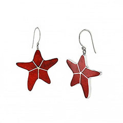 Sterling Silver Starfish Coral Earrings And Width 1  inch