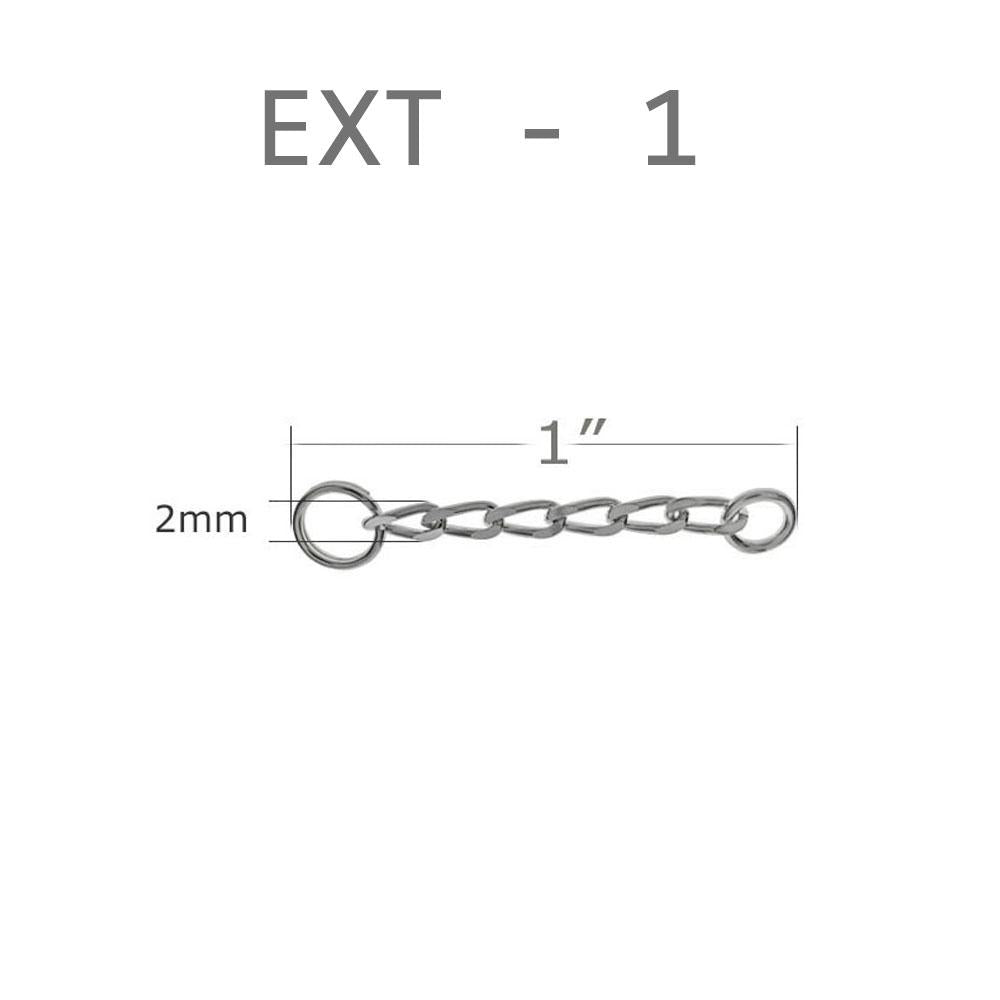 .925 Sterling Silver Jewelry Supply 1" Extension Long Curb W. Split Key Ring