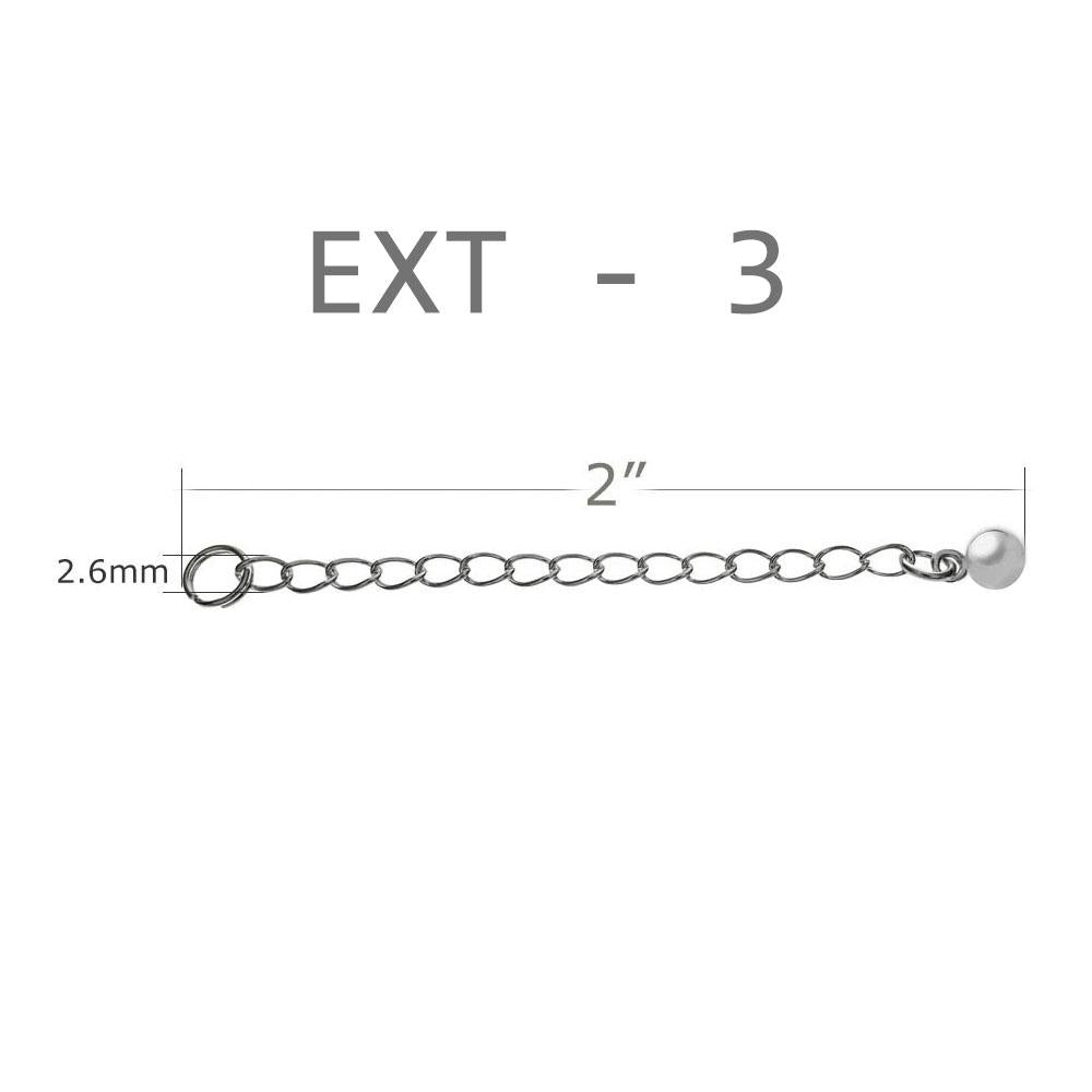 .925 Sterling Silver 2" Extension Long Curb Chain W. Ball
