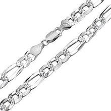 Load image into Gallery viewer, Italian Sterling Silver Flat Figaro 160-7MM D/C Chain