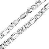 Italian Sterling Silver Flat Figaro 160-7MM D/C Chain