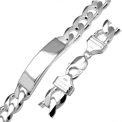 Sterling Silver Italian Flat Curb 400-15.5MM ID Bracelet, Length 9