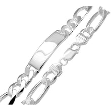 Load image into Gallery viewer, Italian Sterling Silver Flat Figaro 350-13mm ID Bracelet