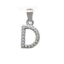 Load image into Gallery viewer, Sterling Silver Small Initial "D" CZ Pendant Rhodium