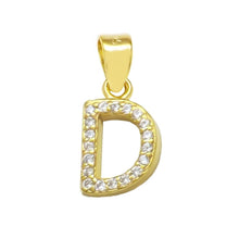 Load image into Gallery viewer, Sterling Silver Small Initial 'D' CZ Gold Plated Pendant