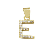 Load image into Gallery viewer, Sterling Silver Small Initial 'E' CZ Gold Plated Pendant