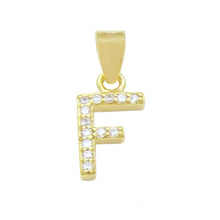 Load image into Gallery viewer, Sterling Silver Small Initial 'F' CZ Gold Plated Pendant