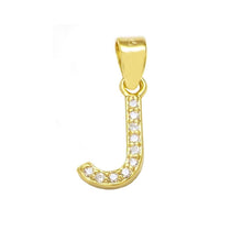 Load image into Gallery viewer, Sterling Silver Small Initial &#39;J&#39; CZ Gold Plated Pendant