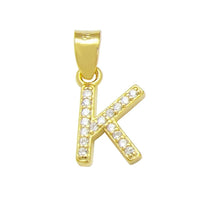 Load image into Gallery viewer, Sterling Silver Small Initial &#39;K&#39; CZ Gold Plated Pendant