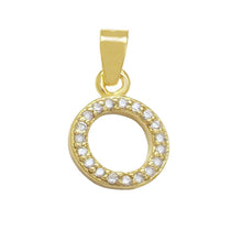 Load image into Gallery viewer, Sterling Silver Small Initial &#39;O&#39; CZ Gold Plated Pendant