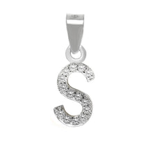 Load image into Gallery viewer, Sterling Silver Small Initial "S" CZ Pendant Rhodium