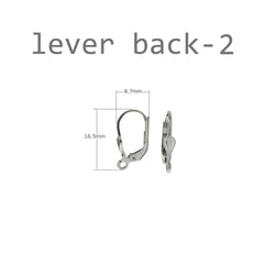 Sterling Silver Lever Back with Open Loop Earrings – Price is for Pack of 5 , Width 8.7mm, Height 16.5mm