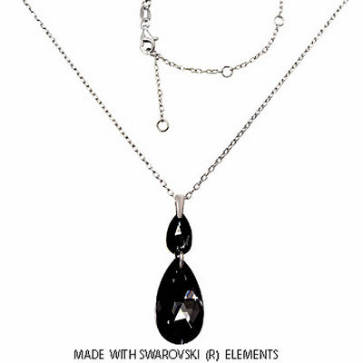 Sterling Silver Italian Tear Drop Sini Swarovski Necklace