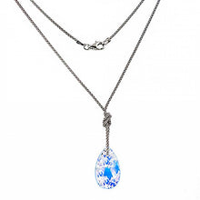 Load image into Gallery viewer, Italian Sterling Silver Rhodium Plated Popcorn Chain White AB Crystal Swarovski Necklace with Lobster Claw Clasp Closure