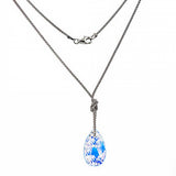Italian Sterling Silver Rhodium Plated Popcorn Chain White AB Crystal Swarovski Necklace with Lobster Claw Clasp Closure