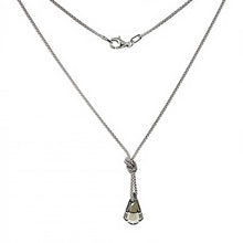 Load image into Gallery viewer, Italian Sterling Silver Rhodium Plated Popcorn Chain Smoky Swarovski Necklace with Lobster Claw Clasp Closure