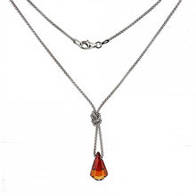 Load image into Gallery viewer, Italian Sterling Silver Rhodium Plated Popcorn Chain Red Swarovski Necklace with Lobster Claw Clasp Closure