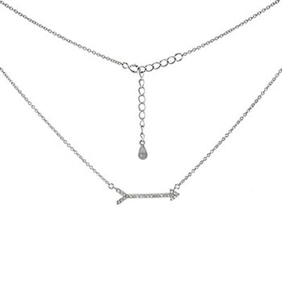 Sterling Silver Italian Arrow Cubic Zirconia Necklace