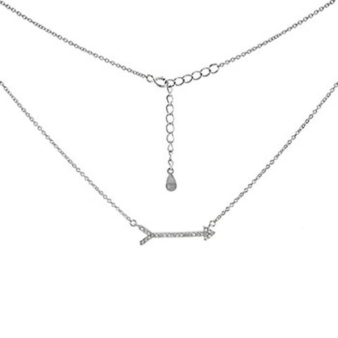 Sterling Silver Italian Arrow Cubic Zirconia Necklace