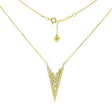 Sterling silverV Shape White CZ Gold Plated Necklace