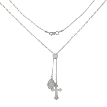 Load image into Gallery viewer, Sterling Silver Cable D/C Chain With Lady of Guadalupe and Cross Adjustable Necklace - silverdepot