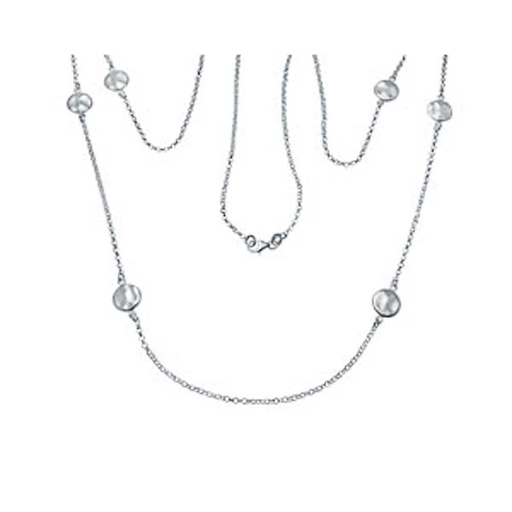 Italian Sterling Silver Fancy Long Necklace with Round DesignAnd Necklace Length of 35  and Lobster Clasp