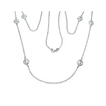 Load image into Gallery viewer, Italian Sterling Silver Fancy Long Necklace with Round DesignAnd Necklace Length of 35  and Lobster Clasp