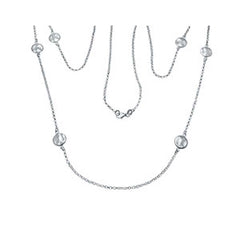 Italian Sterling Silver Fancy Long Necklace with Round DesignAnd Necklace Length of 35  and Lobster Clasp