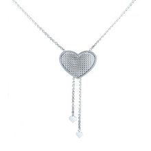 Load image into Gallery viewer, Sterling Silver Rolo Chain Diamond Cut Hammer Heart Sliding Necklace with an Adjustable Length up to 24