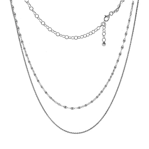 Sterling Silver Italian Double Layered Fancy Chain Necklace