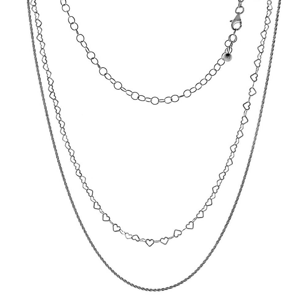Sterling Silver Italian Double Layered Fancy Chain Necklace