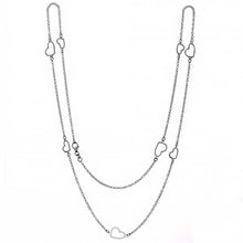 Load image into Gallery viewer, Italian Sterling Silver Stylish Rolo Heart Long NecklaceAnd Necklace Length of 36  and Lobster Claw Clasp