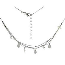 Load image into Gallery viewer, Italian Sterling Silver Religious Charms Rhodium NecklaceAnd Weight 9.85gramsAnd Length 16+2  Extension
