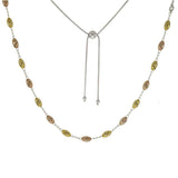 Sterling Silver Italian Tri-Color Fancy Balls Adjustable Necklace