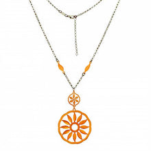 Load image into Gallery viewer, Rhodium Plated Italian Sterling Silver Rolo Necklace with Gold Plated Sun DesignAnd Necklace Length of 17  and Lobster Clasp