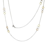 Sterling Silver Italian Fancy Tri-Color Rhodium Long Necklace