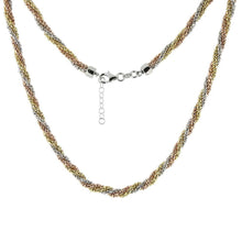 Load image into Gallery viewer, Sterling Silver Italian Tri Color Twisted Popcorn Necklace