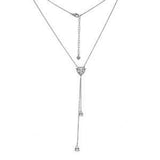 Sterling Silver Heart & Pear Shape CZ Y NecklaceAnd Length 19 inches