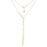 Sterling Silver Round Bezel CZ Gold Plated Lariat NecklaceAnd Length 21 inchesAnd Width 3.9mm