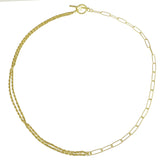 Sterling Silver Gold Plated Double Rope Paperclip With Toggle Necklace