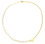 Sterling Silver Gold Plated Rope Paperclip With Engraveable Heart Pendant Necklace
