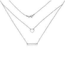 Load image into Gallery viewer, Sterling Silver Rhodium Plated Heart And Bar Shaped NecklaceAnd Length 18 inch