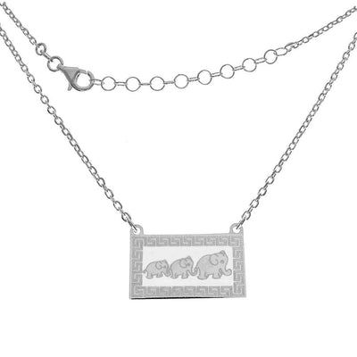 Sterling Silver Italian Elephants Tag Pendant Necklace