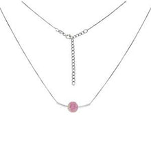 Load image into Gallery viewer, Sterling Silver Rhodium Box Chain With Silumated Pink Opal Ball NecklaceAnd Length 18 inchAnd Diameter 8.5 mm