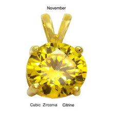Load image into Gallery viewer, Sterling Silver 7mm Round Cut CZ Citrine Gold Plated Pendant